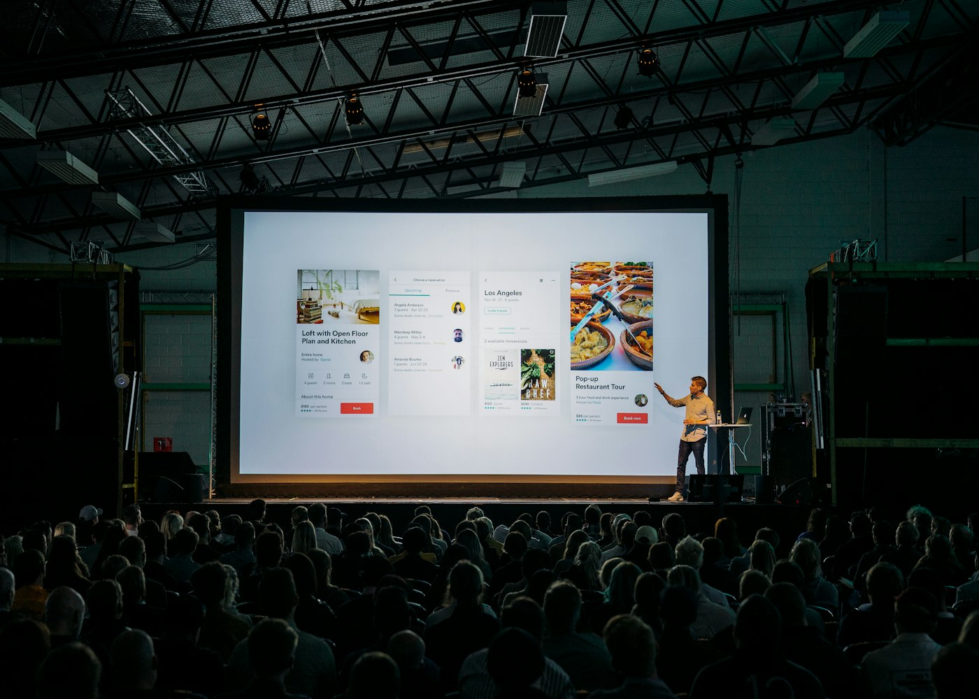 Business presentation in a contemporary venue · illustrative image