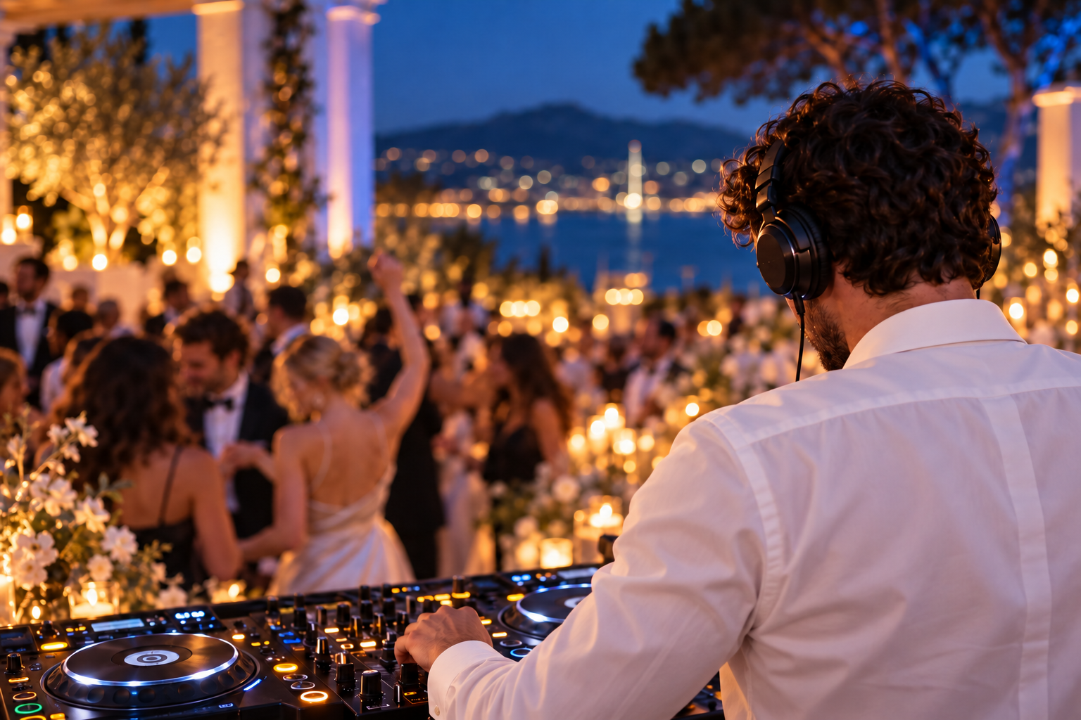 DJ and stage for a wedding reception in Cannes · illustrative image