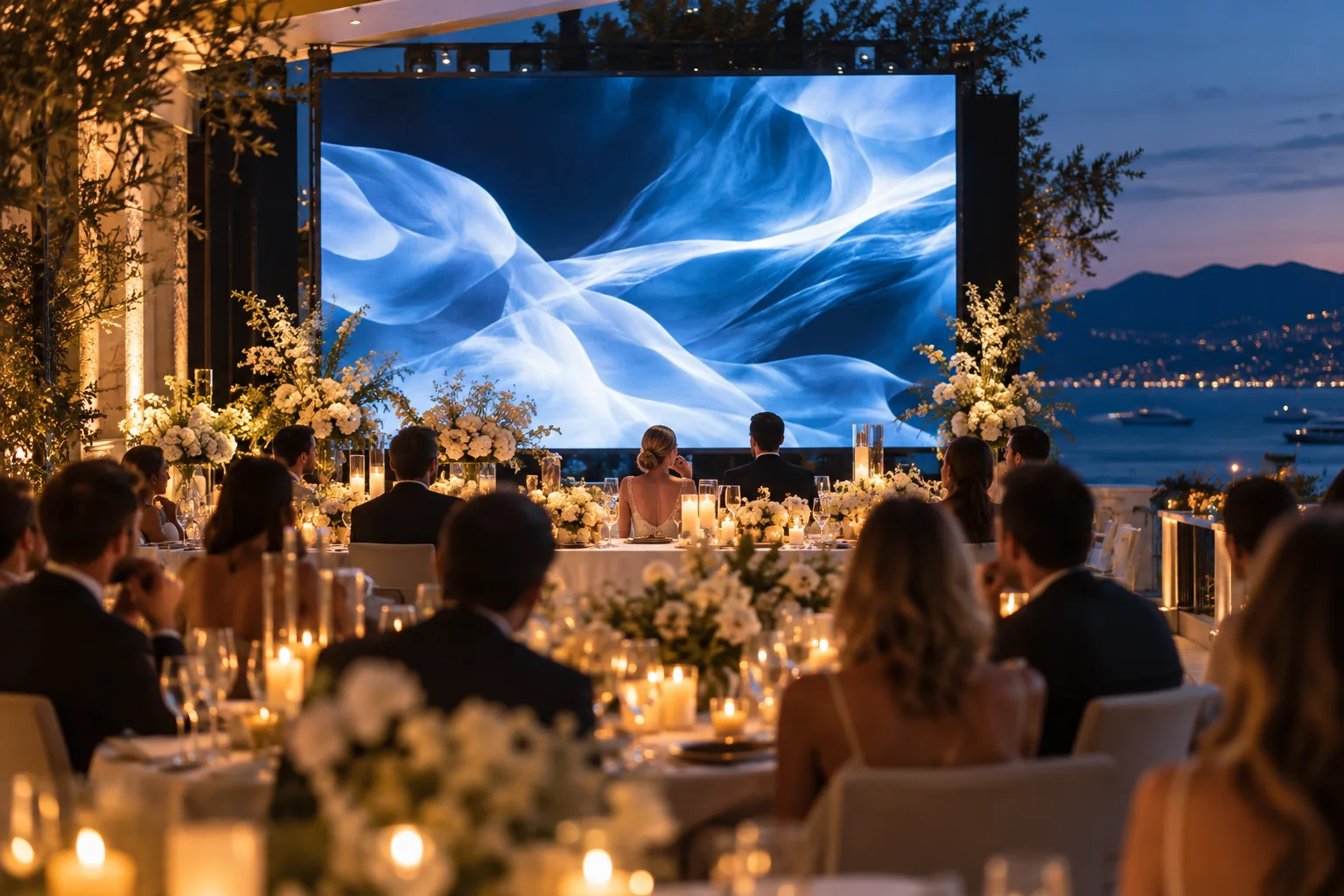 Giant LED screen for a wedding in Cannes · illustrative image